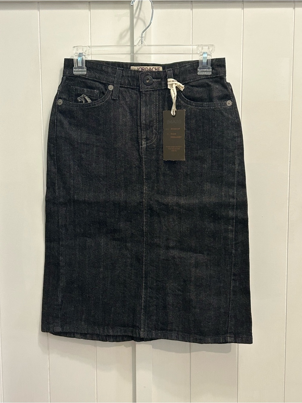 Jordache Black Denim Knee Length Skirt